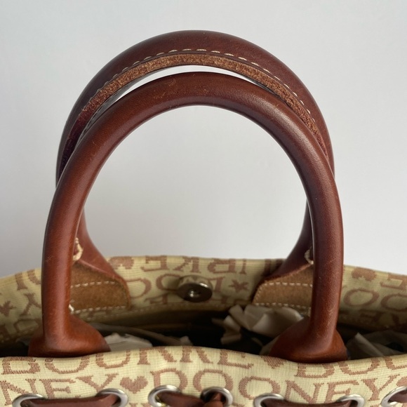Dooney Bourke Vintage Cream Brown Logo Jacquard‎ Canvas Small Bag Purse - Picture 3 of 14